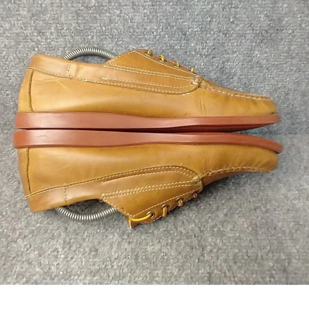 Sebago Campsides Blucher Mocs Men 10 M Tan Leather Lace Up Loafers 69401